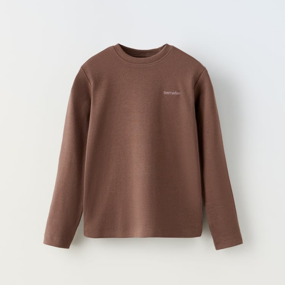 ZARA EMBROIDERED RIBBED T-SHIRT